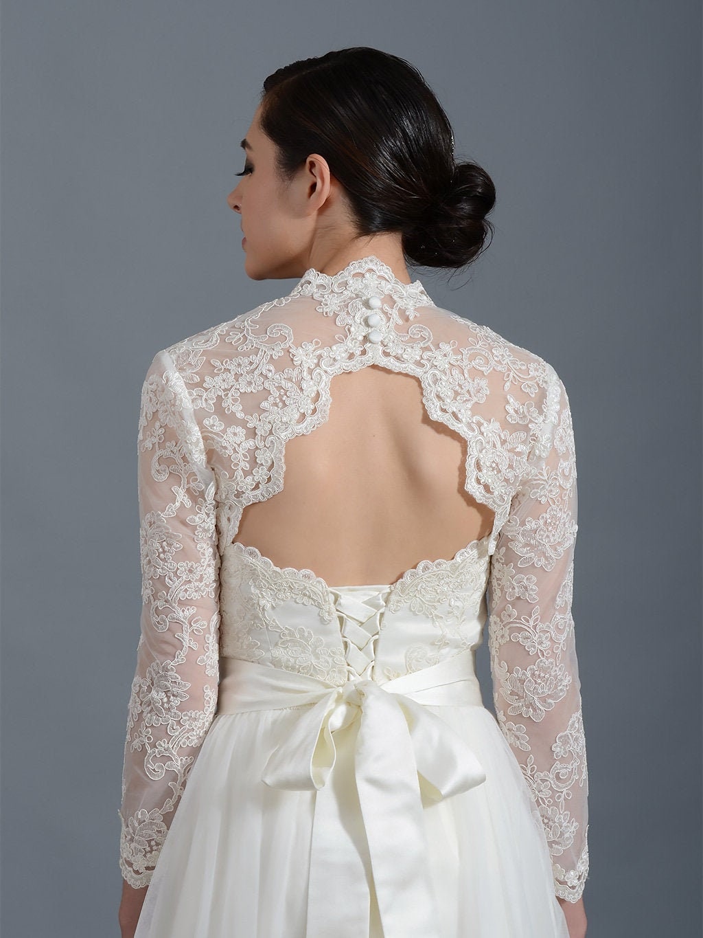 Long sleeve lace jacket for wedding dress hotsell