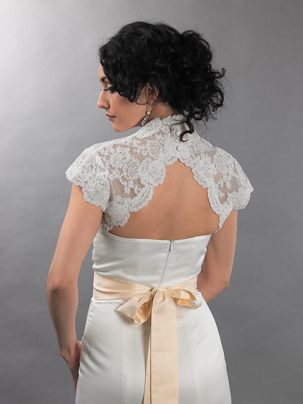 Lace bolero, wedding jacket, bridal bolero, wedding bolero, bridal 2024 shrug, ivory alencon lace, front open