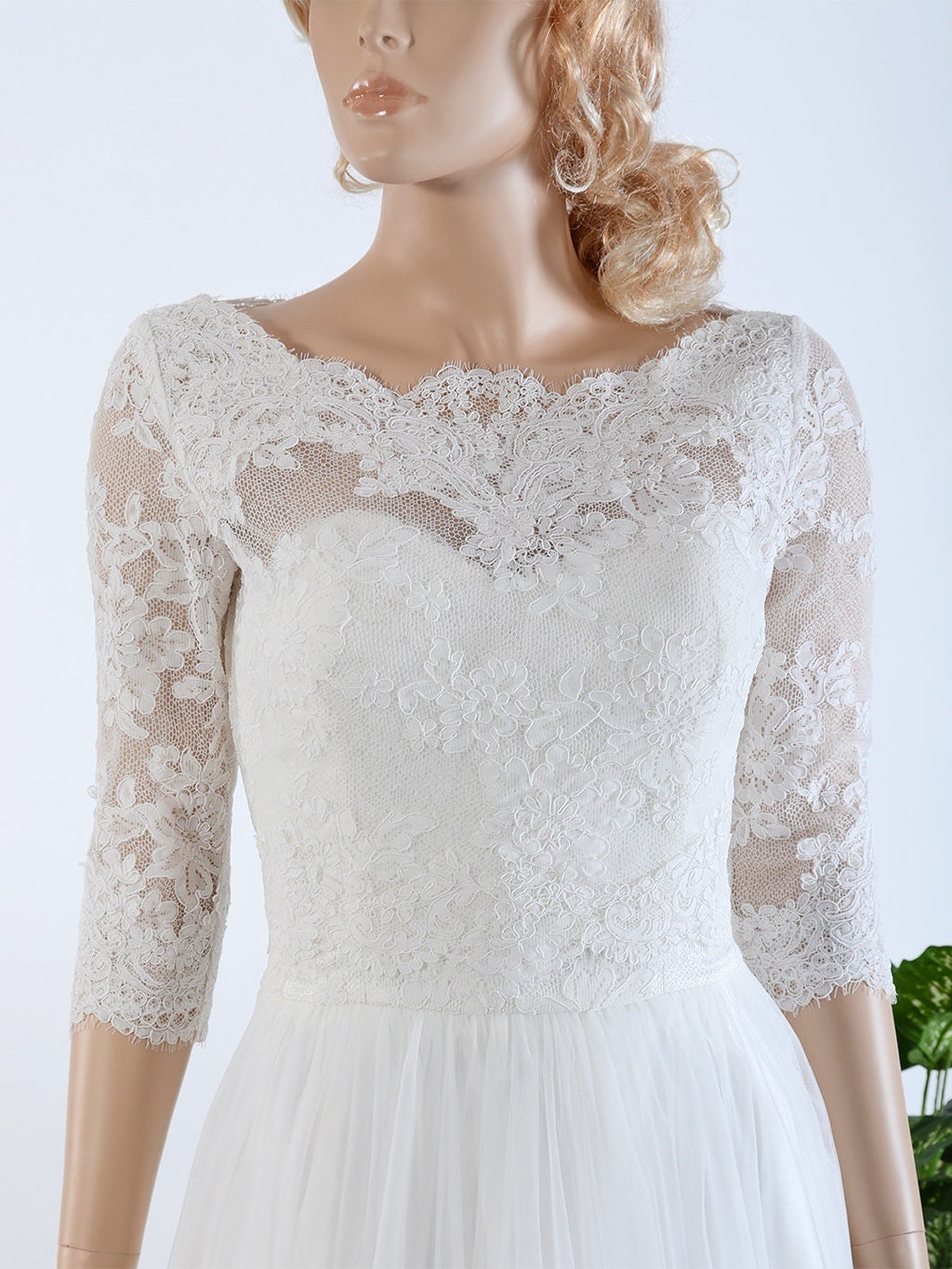 3/4 sleeve lace topper | bridal lace topper | bridal lace jacket | bridal separates