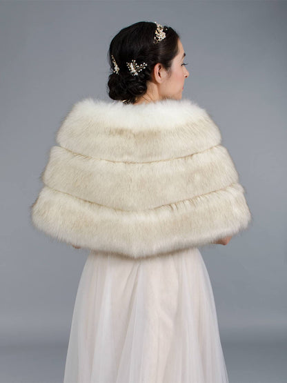 Pocket! faux fur wrap, faux fur stole, faux fur shawl, bridal wrap, wedding shrug, faux fur cape, faux fur wrap bridal B001-ivory