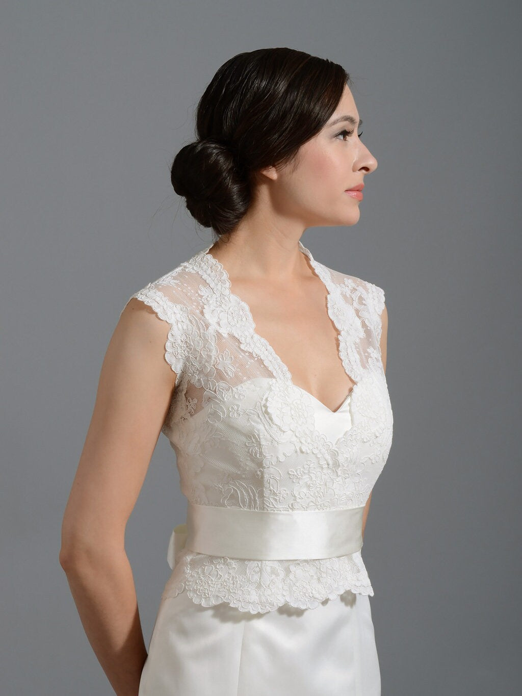 Ivory Lace jacket Bridal Bolero Wedding jacket wedding bolero sleeveless alencon lace