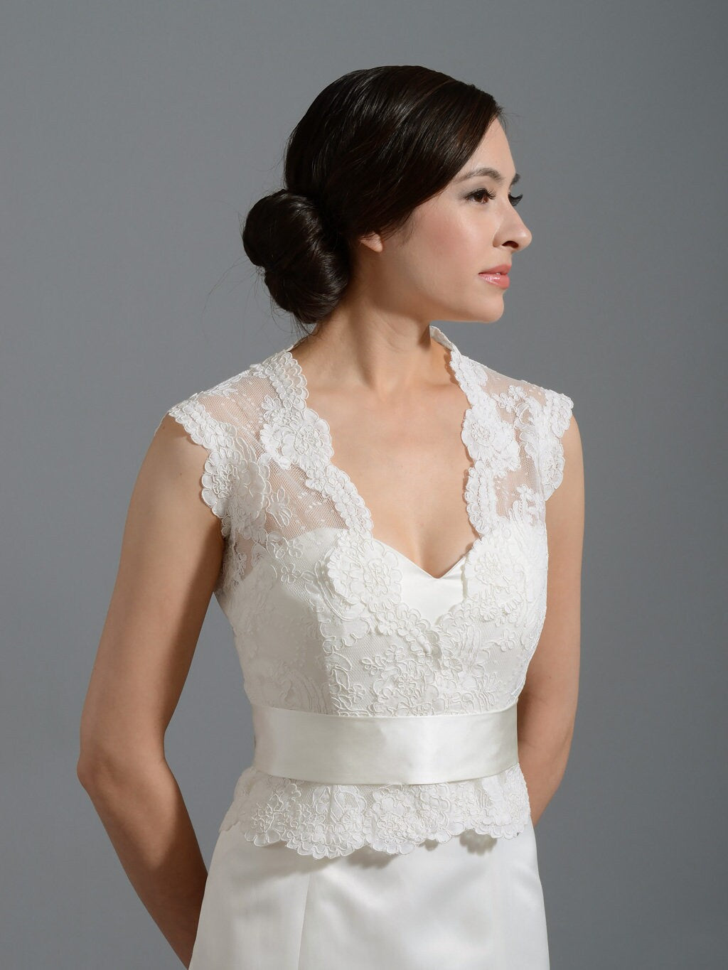 Ivory Lace jacket Bridal Bolero Wedding jacket wedding bolero sleeveless alencon lace