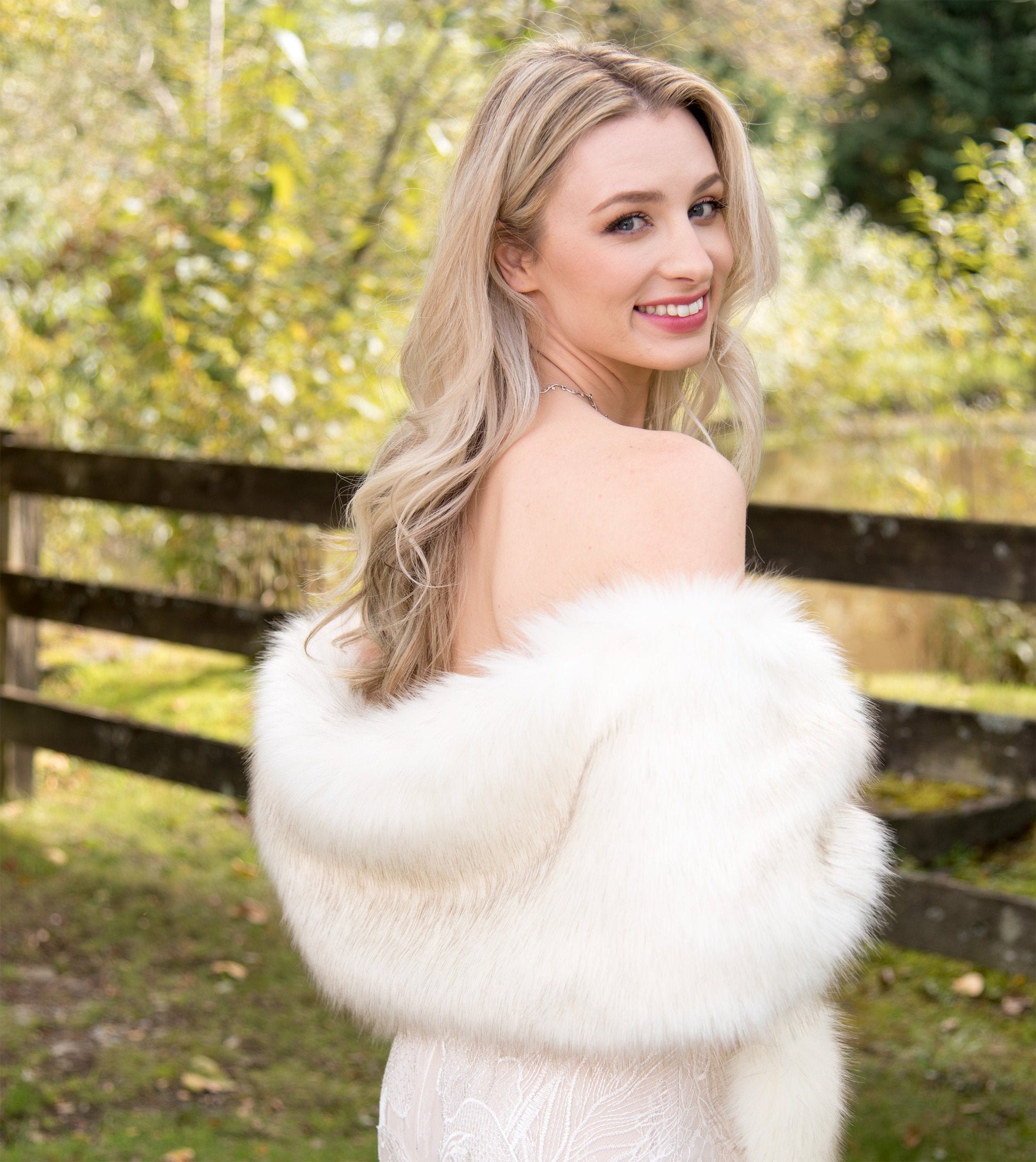 Ivory faux fur wrap faux fur stole faux fur shawl bridal wrap faux fur shrug bridal cape B005