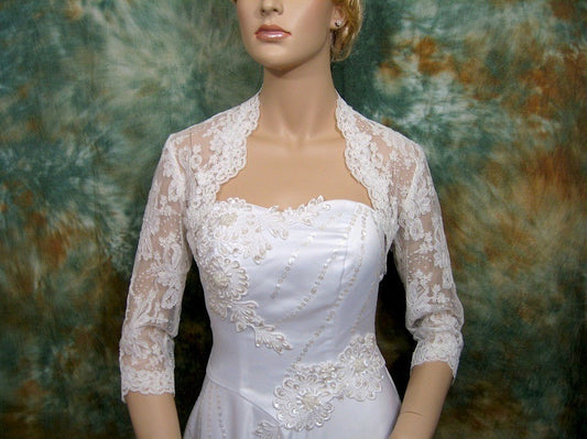 lace bolero, lace shrug, wedding bolero, ivory bolero, bridal shrug, wedding jacket, bolero jacket, bridal bolero, bridal jacket, 3/4 sleeve