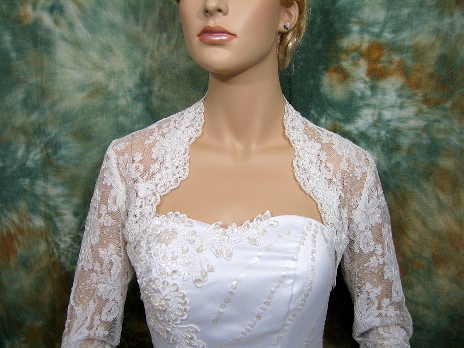 lace bolero, lace shrug, wedding bolero, ivory bolero, bridal shrug, wedding jacket, bolero jacket, bridal bolero, bridal jacket, 3/4 sleeve