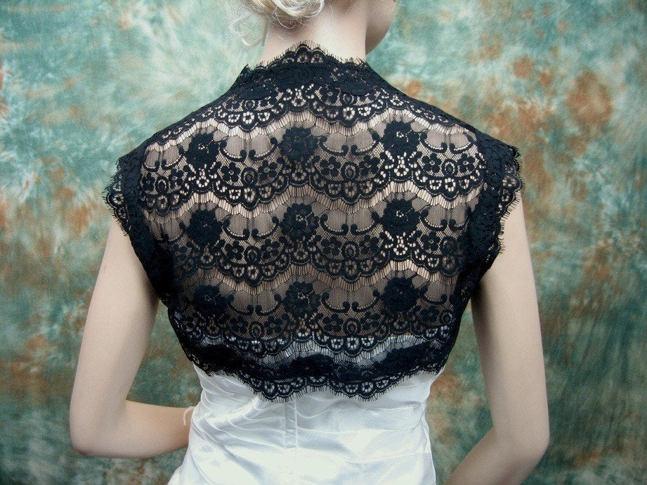 Black sleeveless bridal lace wedding bolero jacket