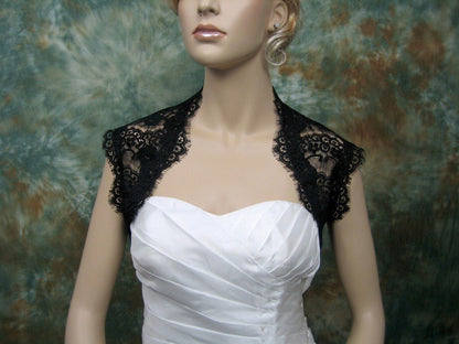 Black sleeveless bridal lace wedding bolero jacket