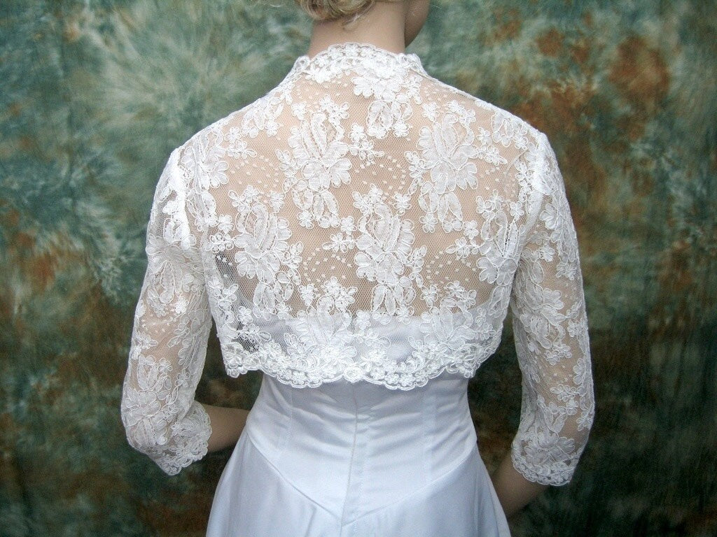 lace bolero, lace shrug, wedding bolero, ivory bolero, bridal shrug, wedding jacket, bolero jacket, bridal bolero, bridal jacket, 3/4 sleeve