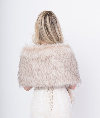 Blush / beige / light brown faux fur wrap faux fur stole faux fur shawl B005-blush