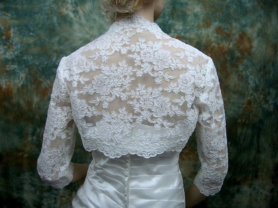 Wedding lace bolero shrug hand crocheted bridal bolero jacket fashion wedding lace cardigan evening bolero short sleeve white lace vest gift for Her