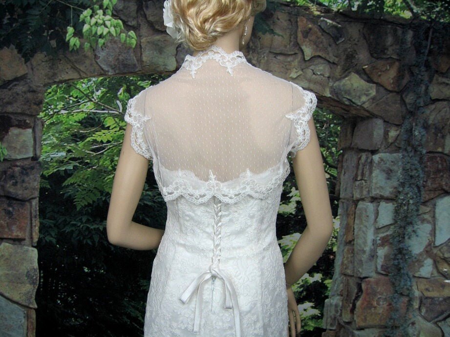 Lace bolero, wedding bolero, wedding jacket, Ivory sleeveless dot lace wedding bridal bolero jacket