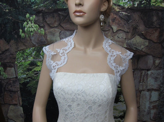 lace bolero, lace shrug, wedding bolero, ivory bolero, bridal shrug, alencon lace, bolero jacket, bridal bolero, bridal jacket, lace jacket