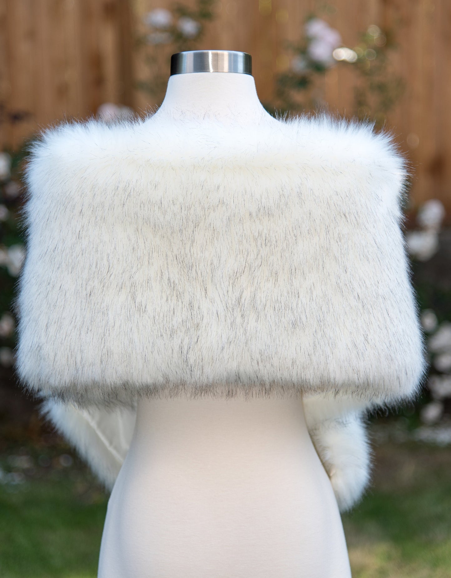 Ivory faux fur wrap faux fur stole faux fur shawl bridal wrap faux fur shrug B005-ivory-black-tips