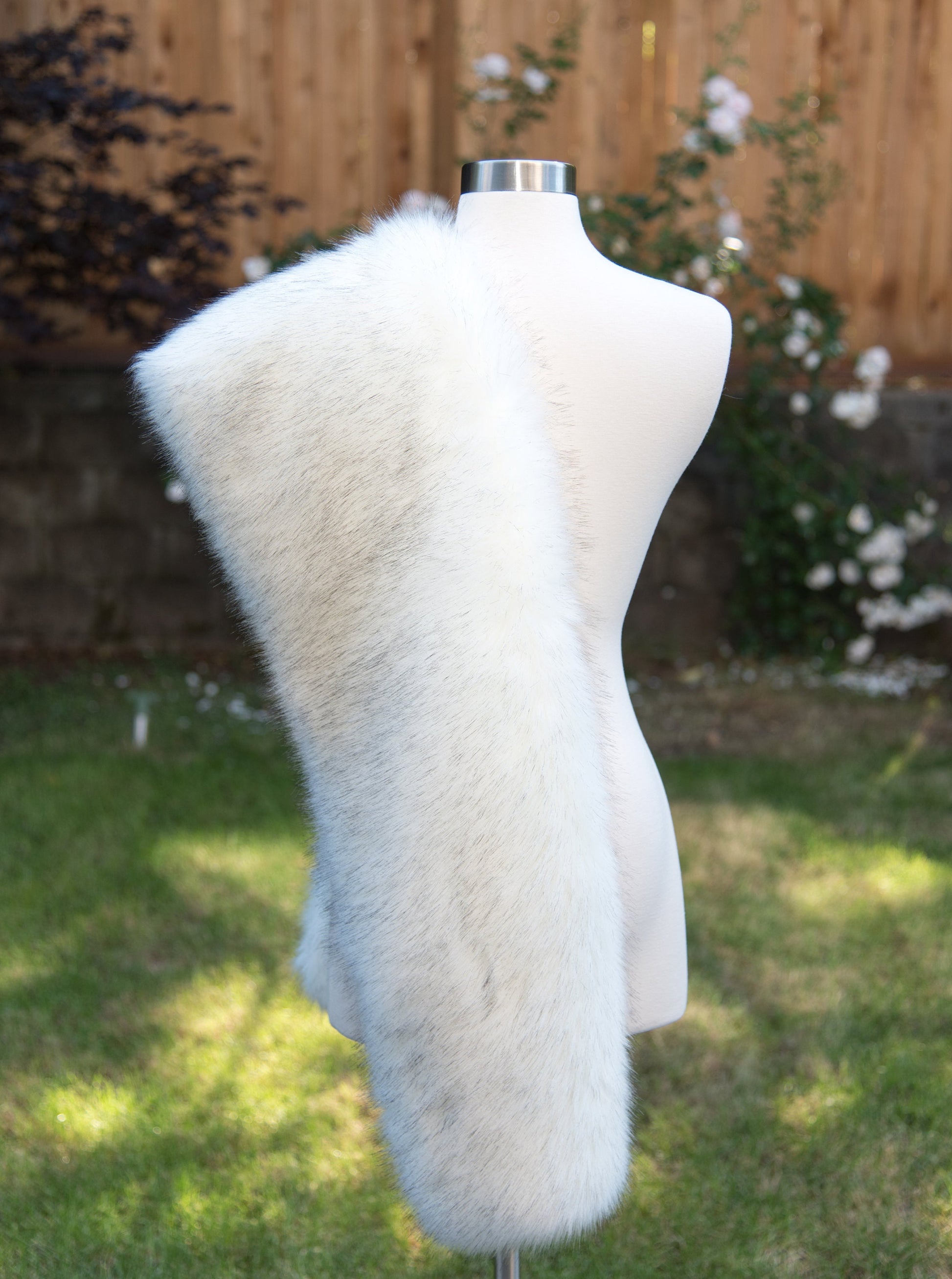 Ivory faux fur wrap faux fur stole faux fur shawl bridal wrap faux fur shrug B005-ivory-black-tips