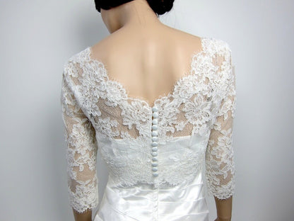 Lace bolero jacket, Bridal Bolero, Wedding jacket, wedding bolero, bridal shrug, bridal jacket, V-neck ivory Alencon lace