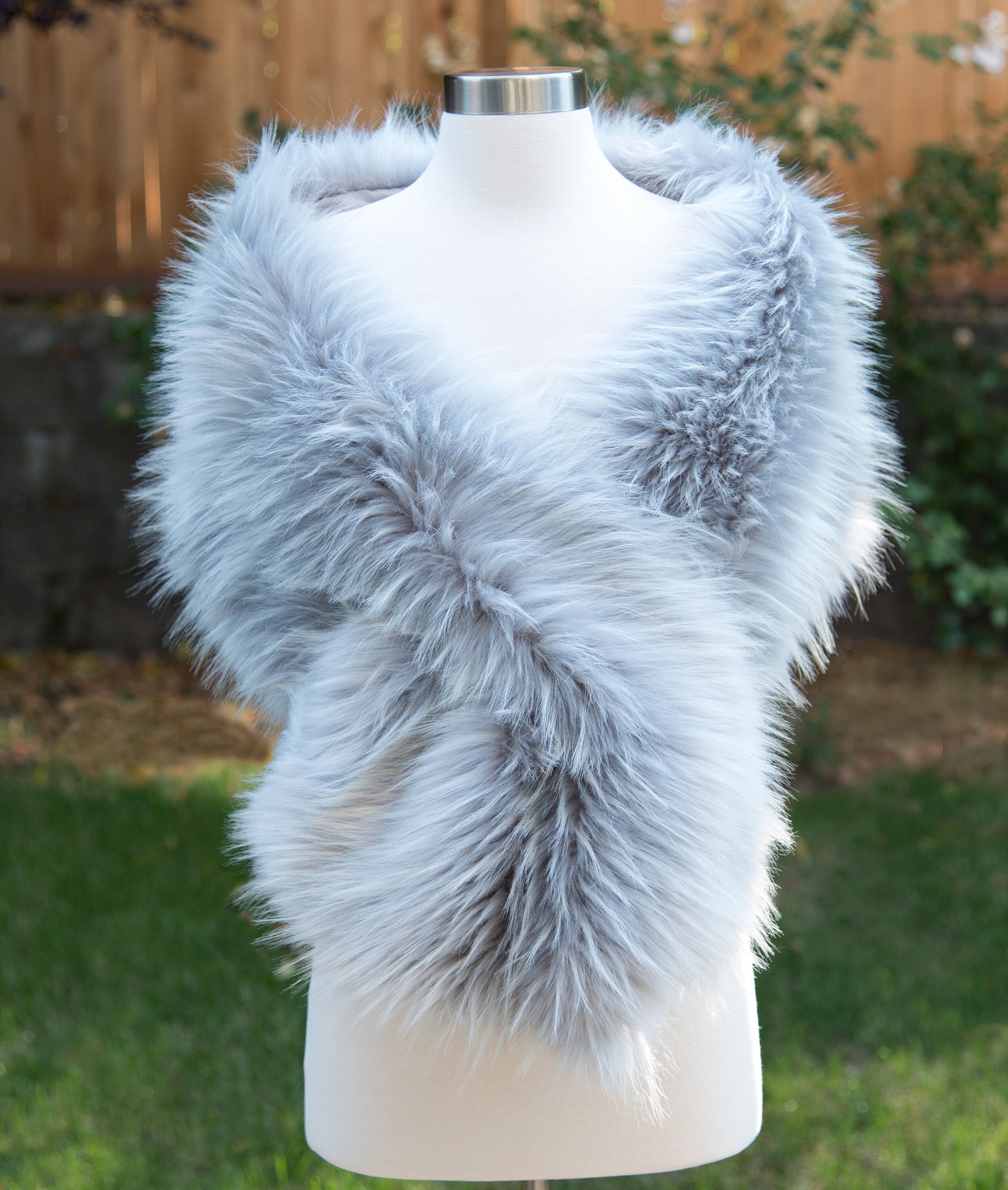 Gray faux fur wrap faux fur stole faux fur shawl bridal wrap faux fur shrug