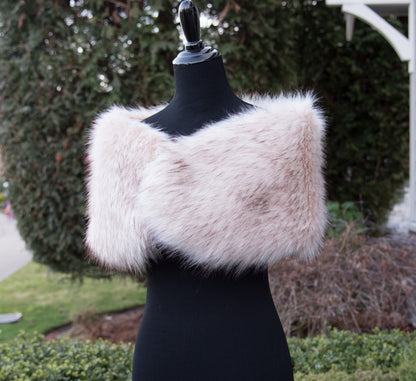 Light blush faux fur wrap faux fur stole faux fur shawl bridal wrap wedding shrug bridal shrug faux fur cape B012-light-blush