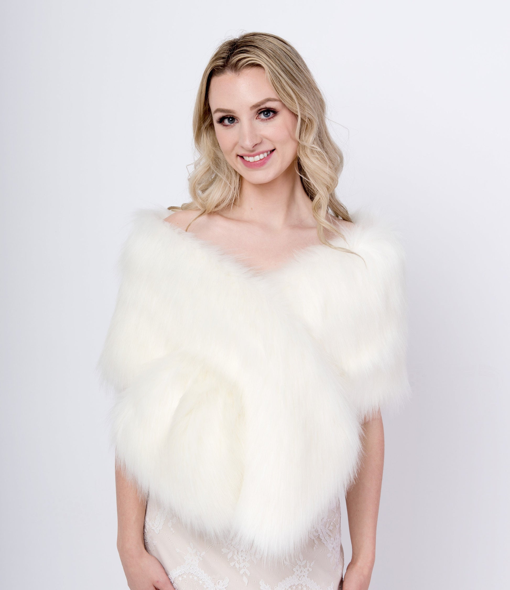 Ivory faux fur wrap faux fur stole faux fur shawl bridal wrap faux fur shrug B009-ivory