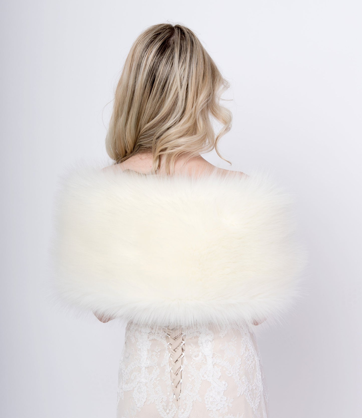 Ivory faux fur wrap faux fur stole faux fur shawl bridal wrap faux fur shrug B009-ivory