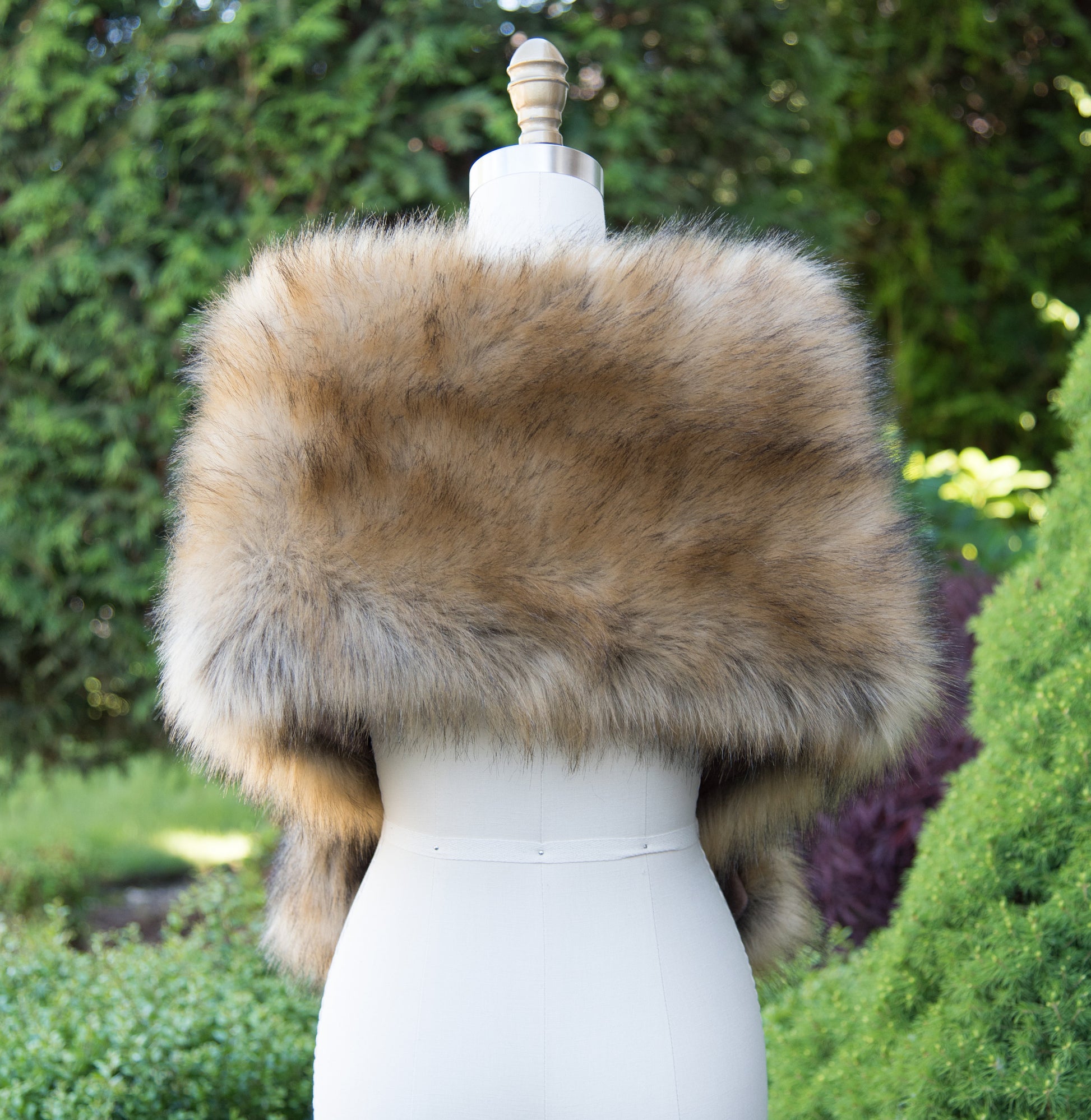 Brown faux fox fur wrap faux fur stole high imitation faux fur shawl bridal wrap faux fur shrug B005-fox-2