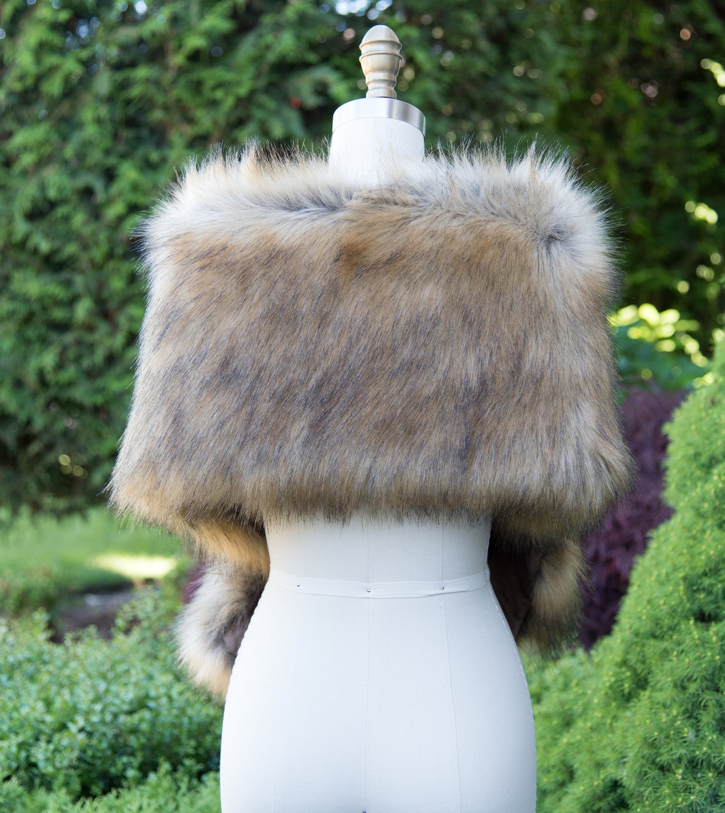 Brown faux fox fur wrap faux fur stole high imitation faux fur shawl bridal wrap faux fur shrug B005-fox-2