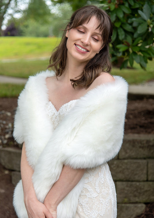 Ivory faux fur wrap faux fur stole faux fur shawl bridal wrap faux fur shrug