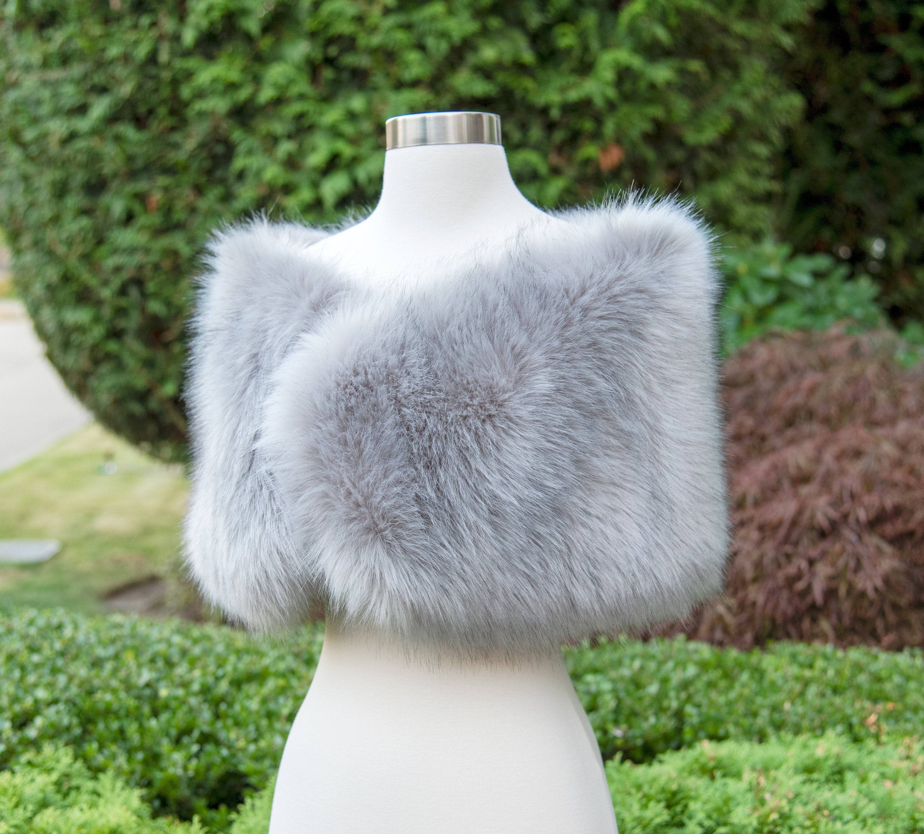 Gray faux fur wrap faux fur outlets stole faux fur shawl bridal wrap faux fur shrug