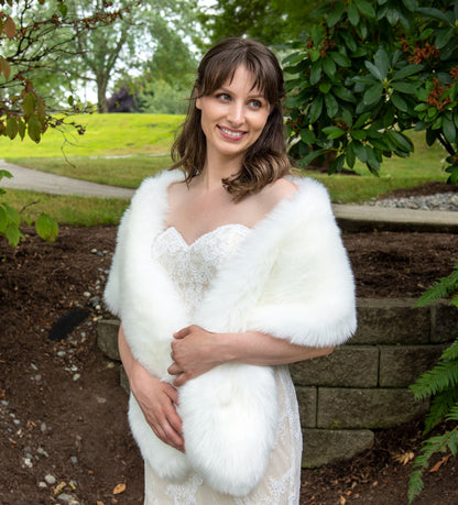 Ivory faux fur wrap faux fur stole faux fur shawl bridal wrap faux fur shrug