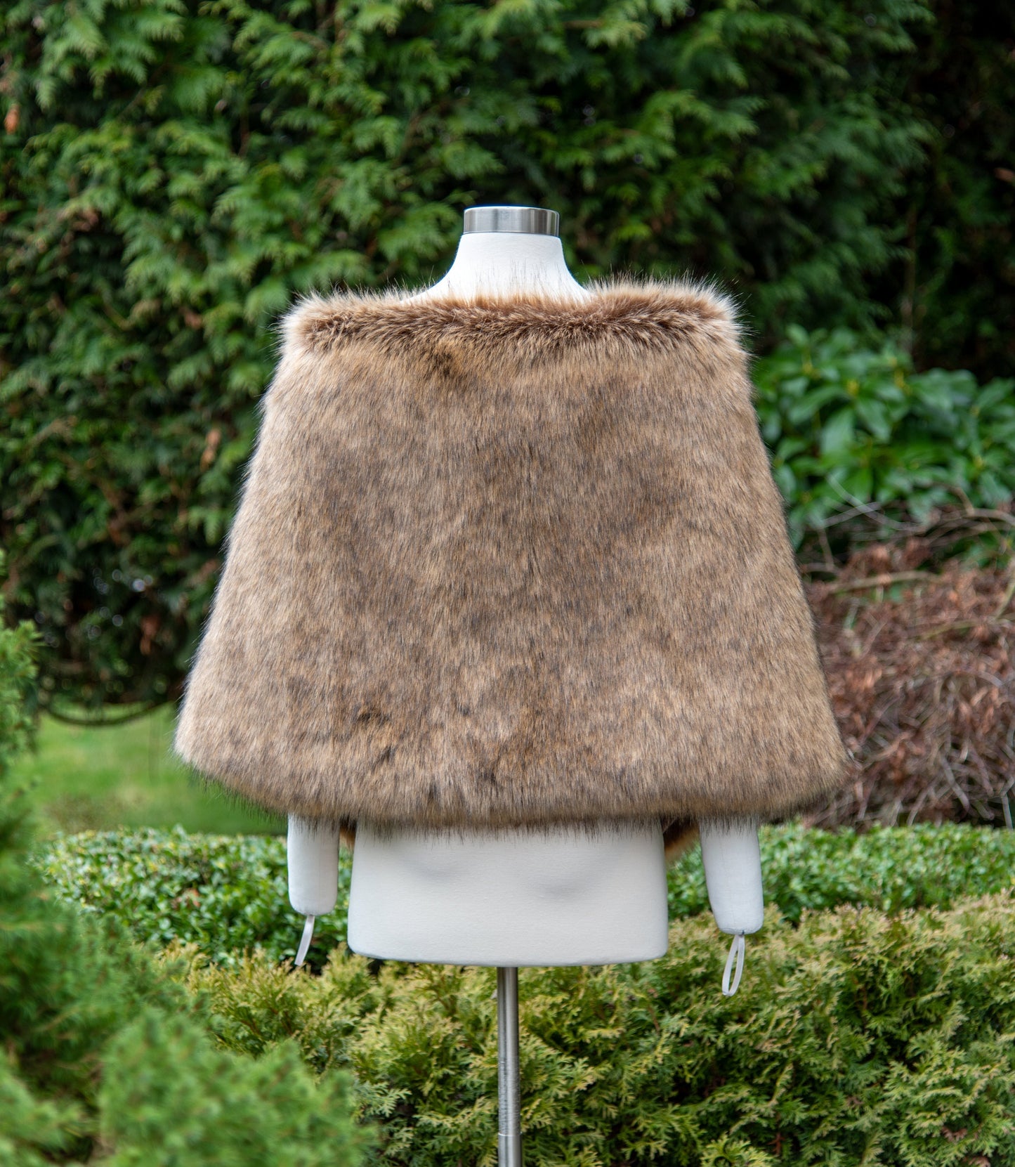 Brown faux fox fur stole faux fur shawl bridal wrap faux fur shrug bridal cape B010-fox