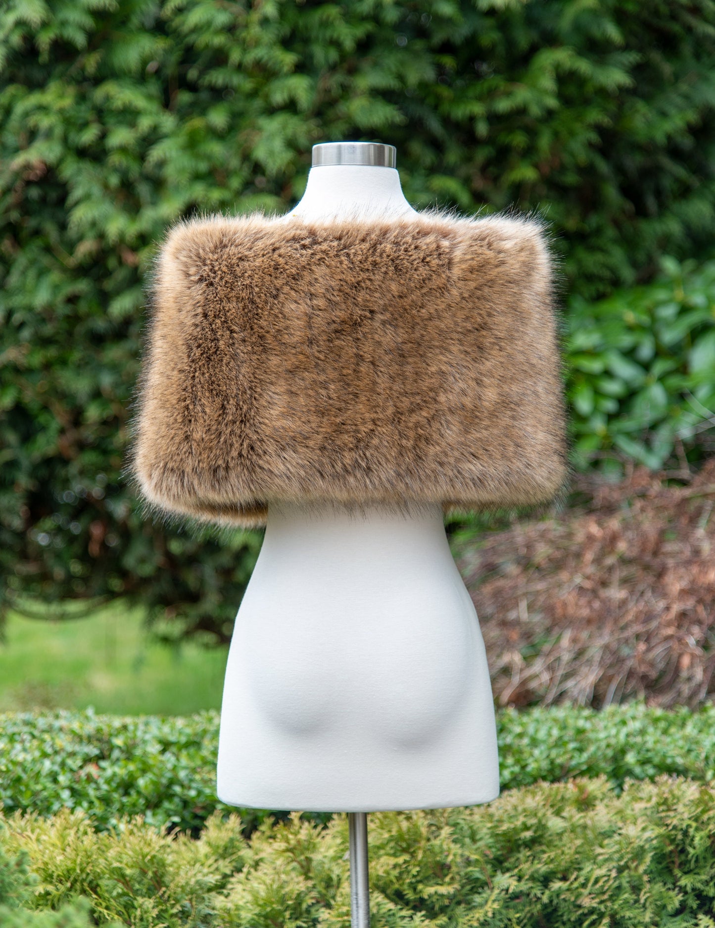 Brown faux fur bridal wrap wedding faux fur shawl faux fur bridal stole faux fur cape B012-fox