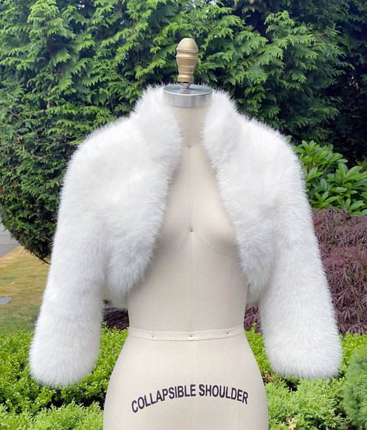 Light ivory faux fur bolero faux fur jacket faux fur shrug faux fur coat FB010-light-ivory