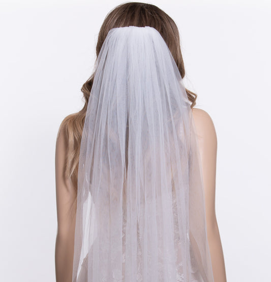 Pleated wedding veil bridal veil wedding veil light ivory wedding veil lace lace bridal veil