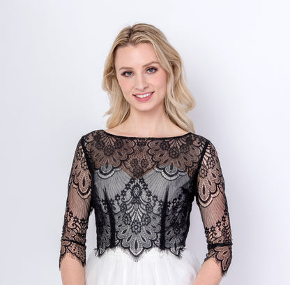 Black lace topper bridal lace topper bridal lace jacket bridal separates