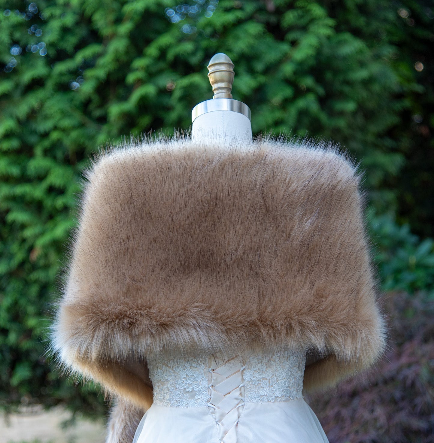 Honey brown faux fur wrap with black tips faux fur stole faux fur shawl bridal wrap faux fur shrug B005-honey-brown