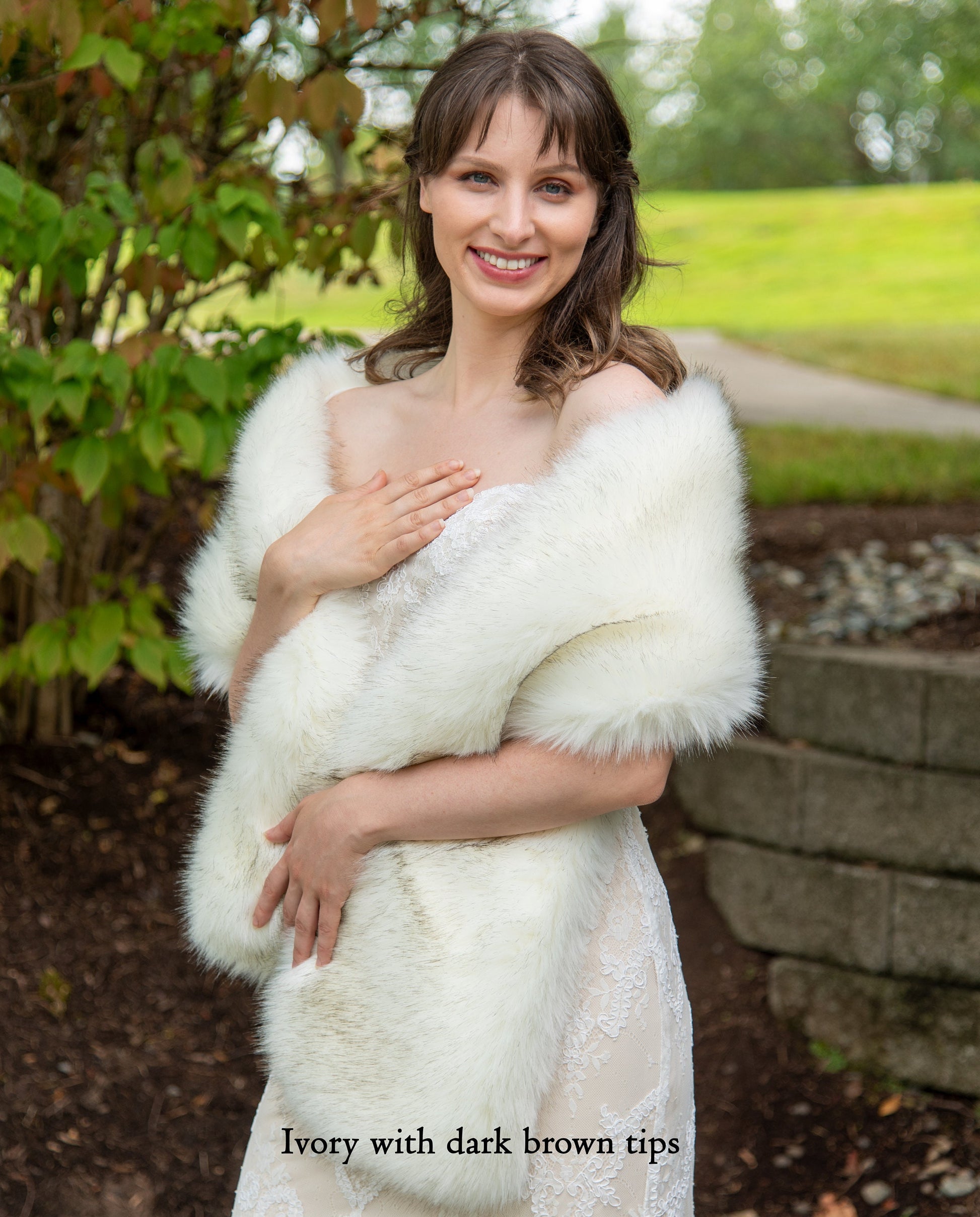 Ivory faux fur wrap faux fur stole faux fur shawl bridal wrap faux fur shrug bridal cape B005