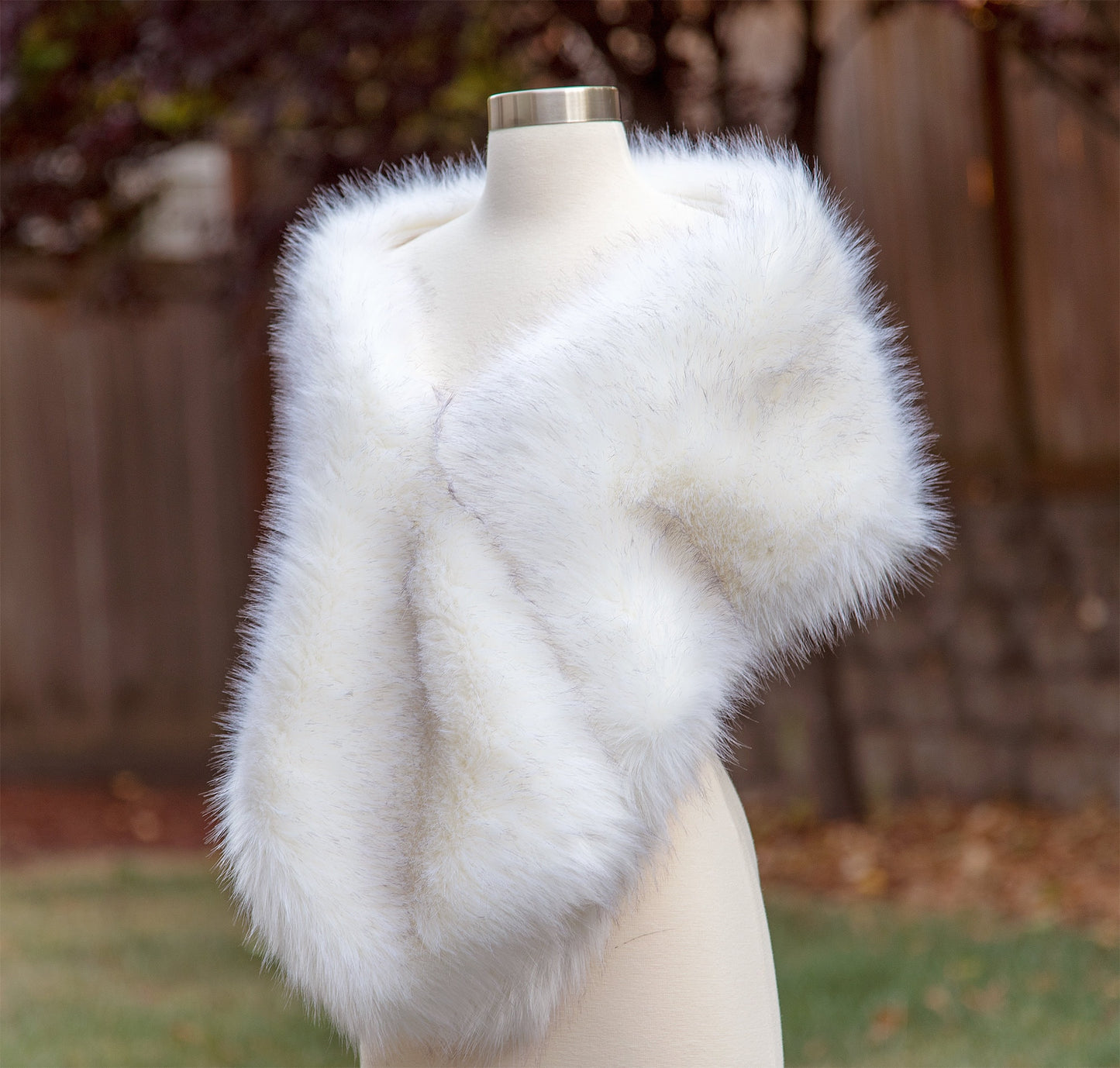 Light ivory faux fur wrap with black tips faux fur stole faux fur shawl bridal wrap faux fur shrug bridal cape B005