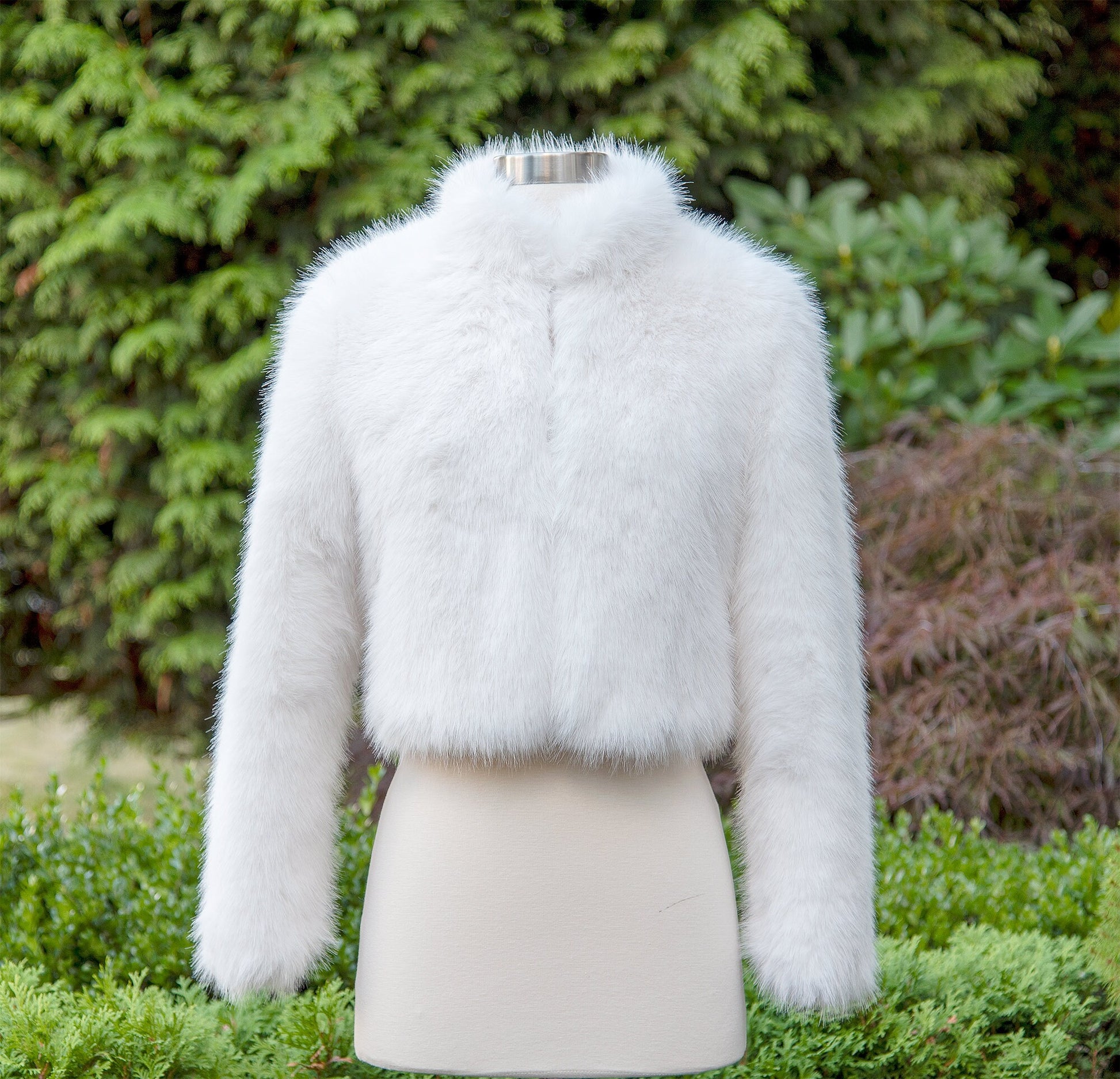 Light ivory long sleeve faux fur jacket faux fur coat faux fur bolero faux fur shrug FJ003-light-ivory