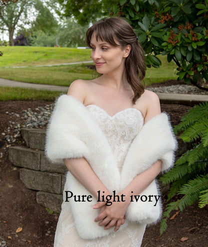 Ivory faux fur wrap faux fur stole faux fur shawl bridal wrap faux fur shrug bridal cape B005