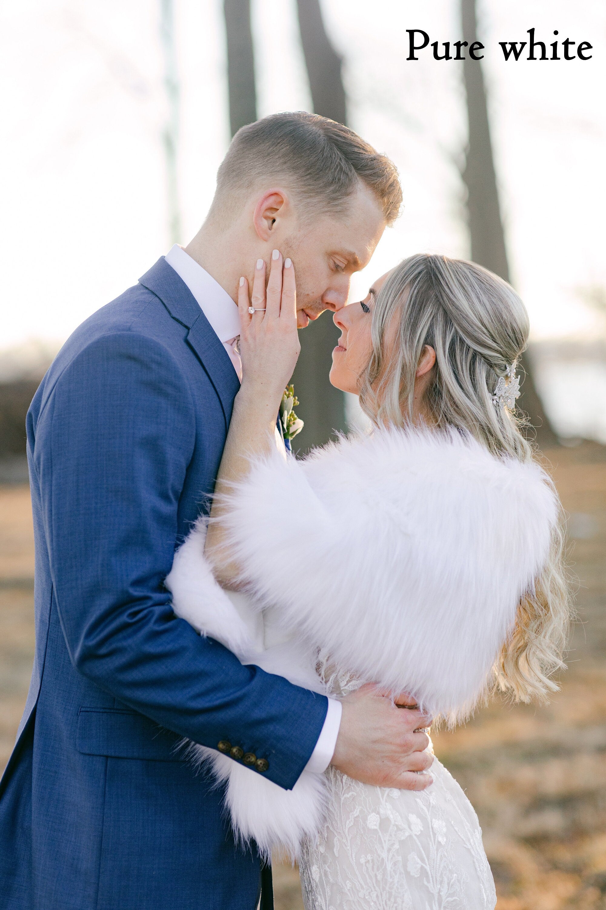 Ivory fur wrap fashion wedding