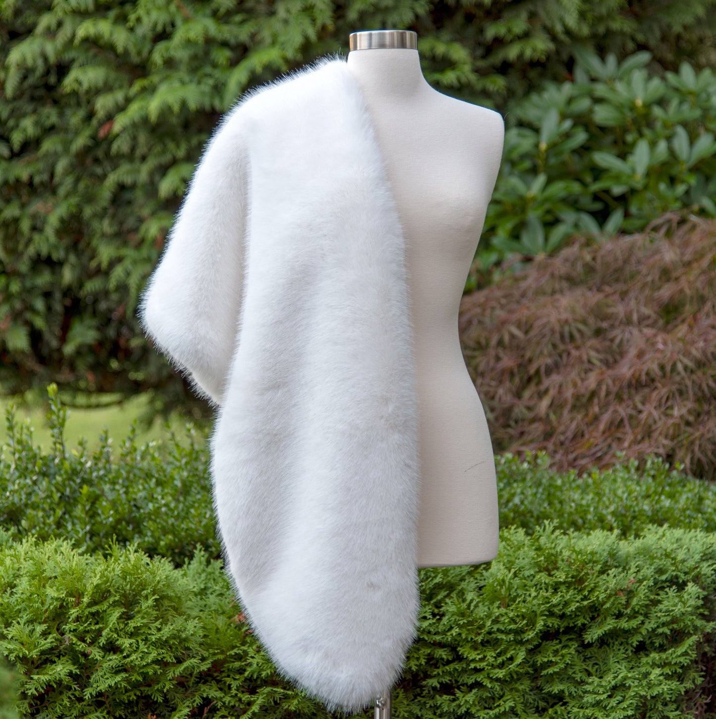 Wide light ivory faux fur bridal wrap wedding faux fur shawl bridal faux fur stole bridal wrap wedding cape B010-light-ivory