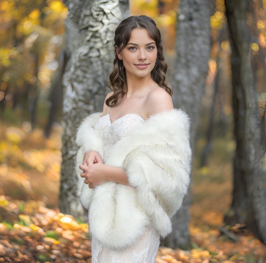 Shops ivory faux fur wrap