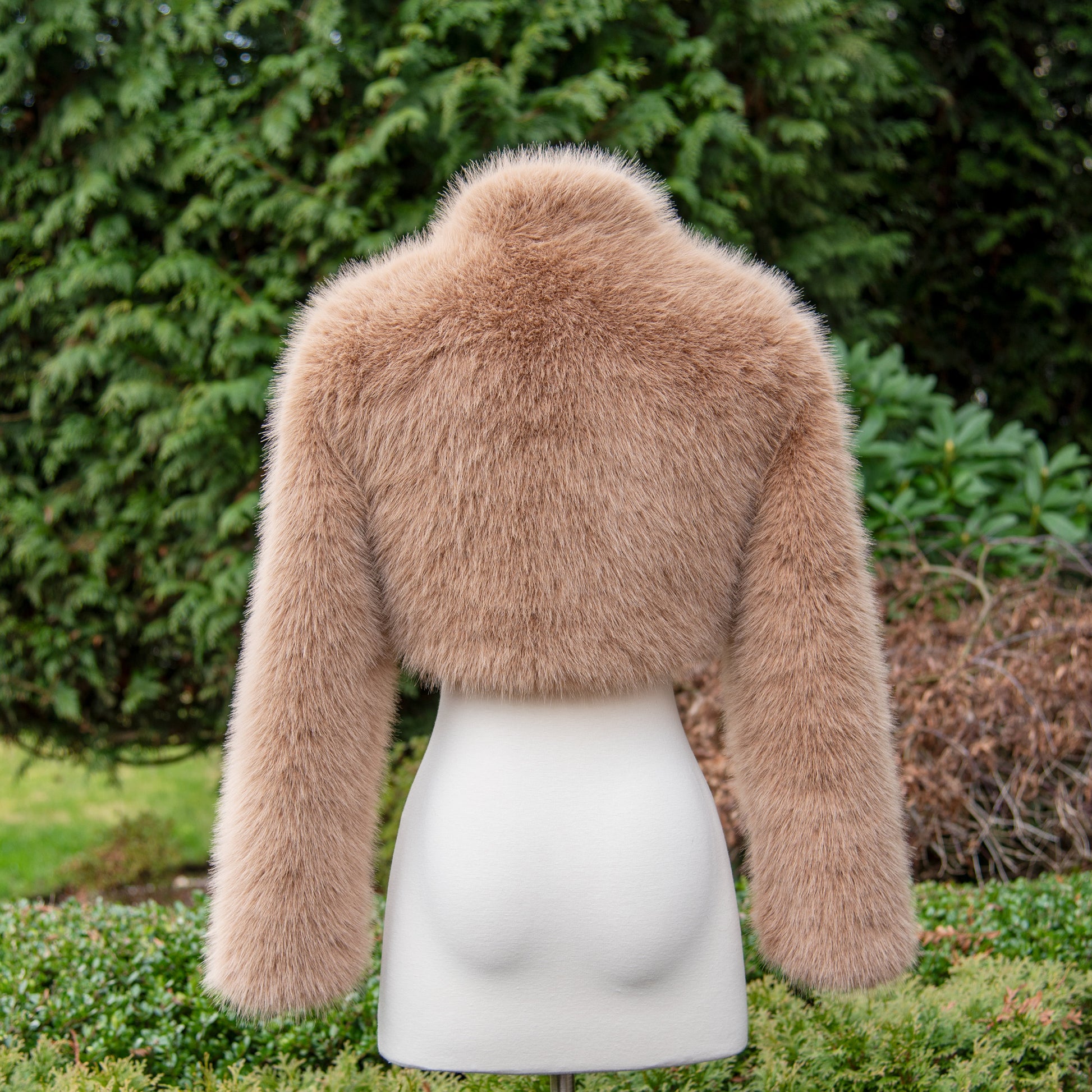 Light ivory long sleeve faux fur bolero faux fur jacket faux fur coat faux fur shrug FJ002-light-ivory