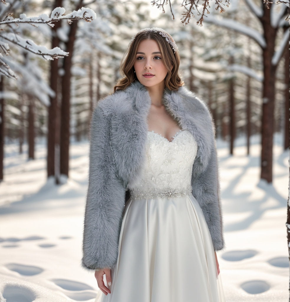 5- popular Faux Fur Grey Shrug