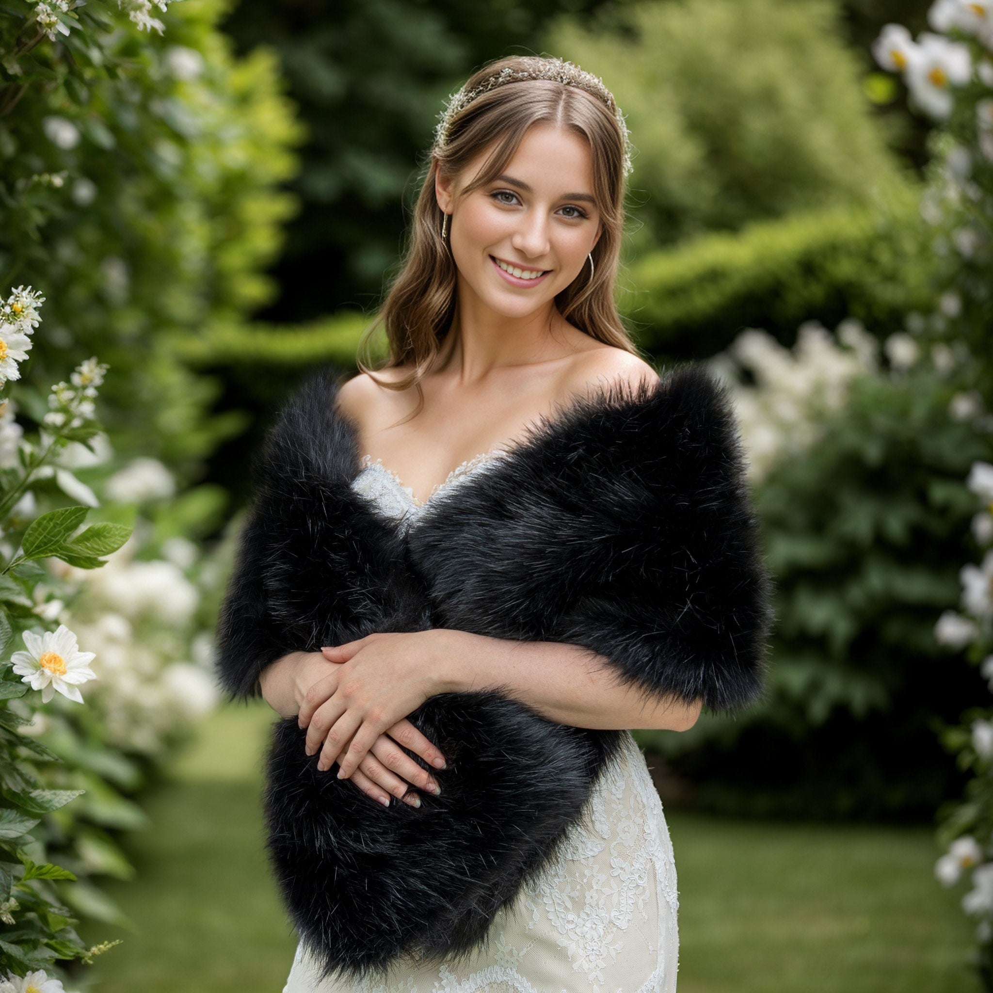 Bridal fur fashion shawl