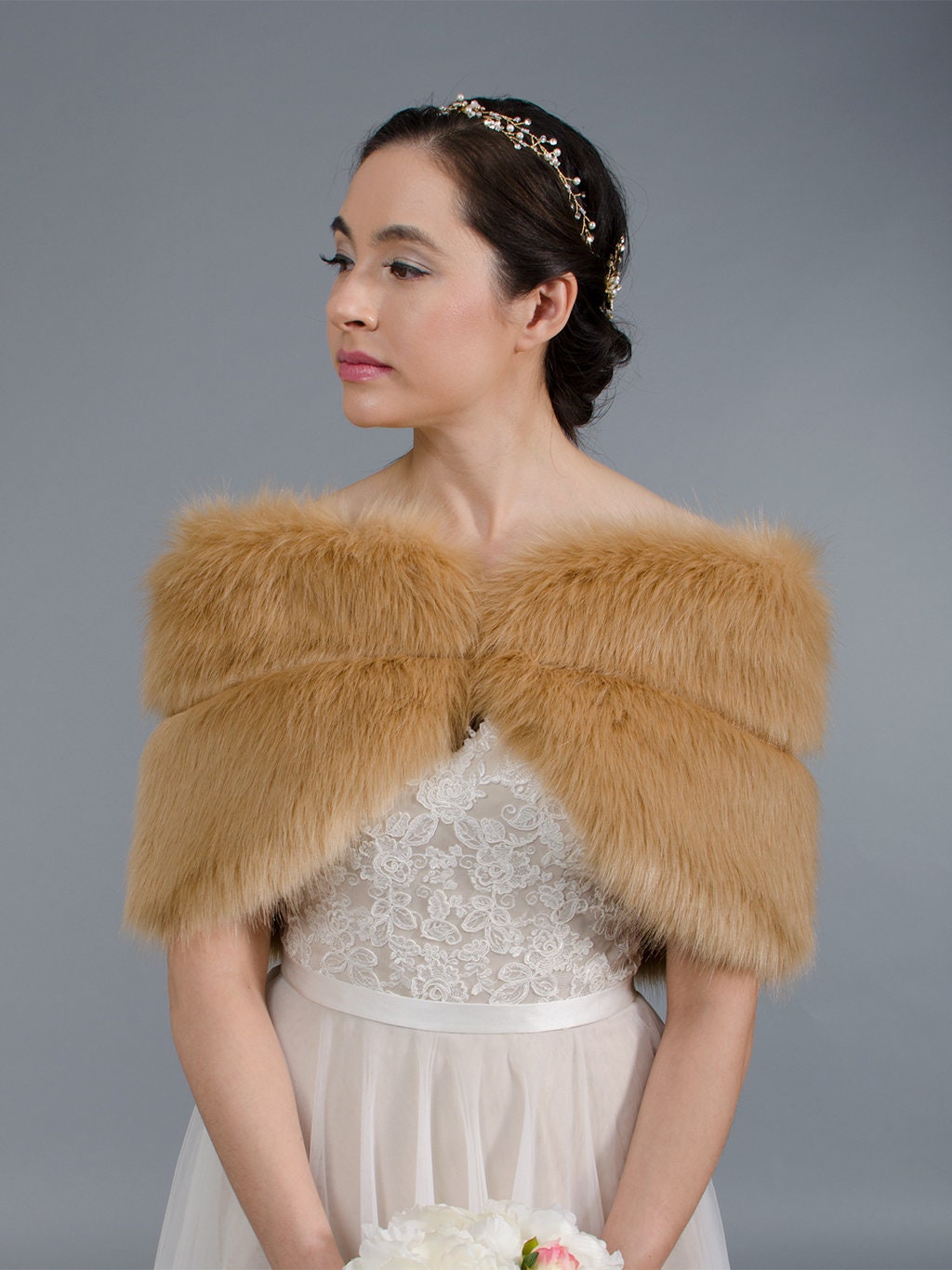 Gold 2025 fur shrug