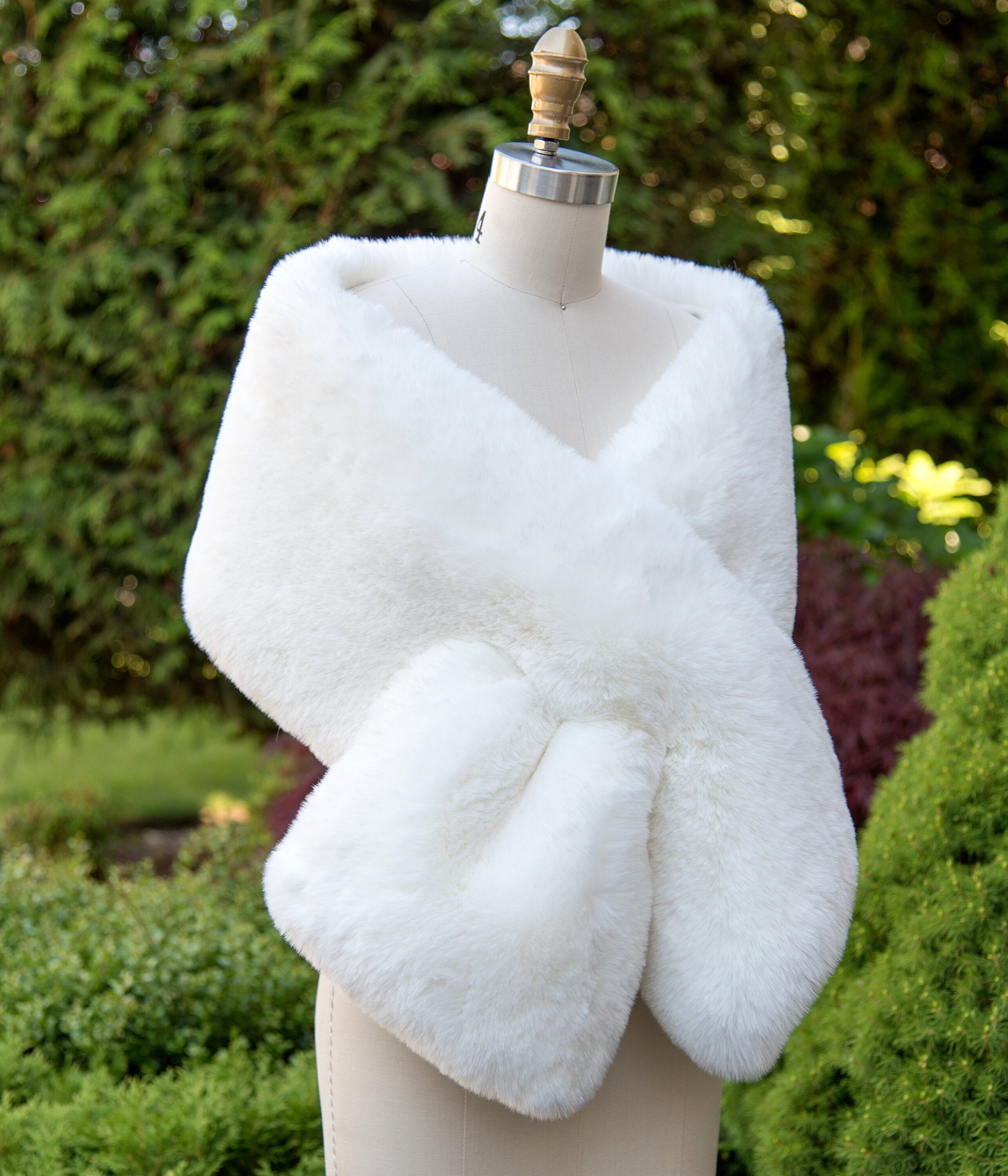 Ivory faux fur shawl bridal wrap wedding shawl – Tulip Bridal